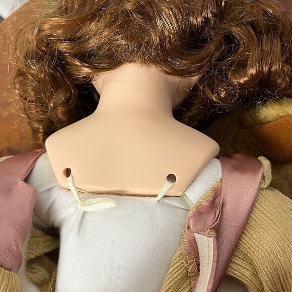 Christmas Around the World Porcelain Doll Victorian Girl Celine Shiloh Plush Dog - Picture 5 of 5